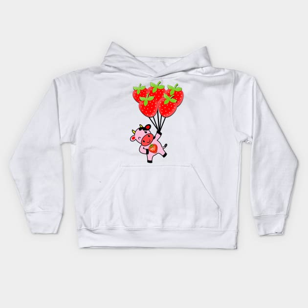 strawberry cow 5 Kids Hoodie by medo art 1